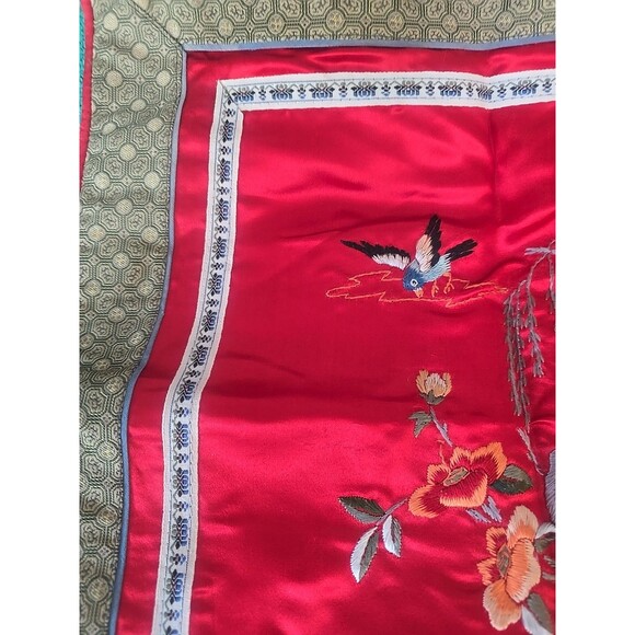 Vintage Chinese Silk/Satin Embroidered Square Throw Pillow, 15” Inches - Picture 5 of 12